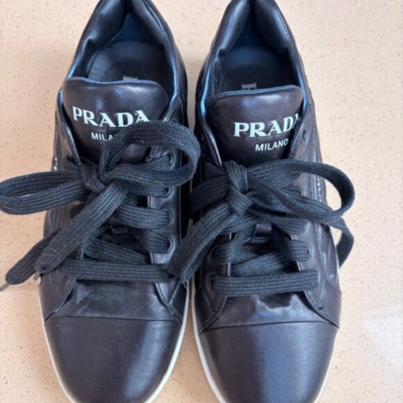PRADA Calzature Donna Black Black Nappa Sneakers 36 - Picture 1 of 6